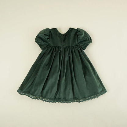 Evergreen Velveteen Babydoll Petticoat Dress