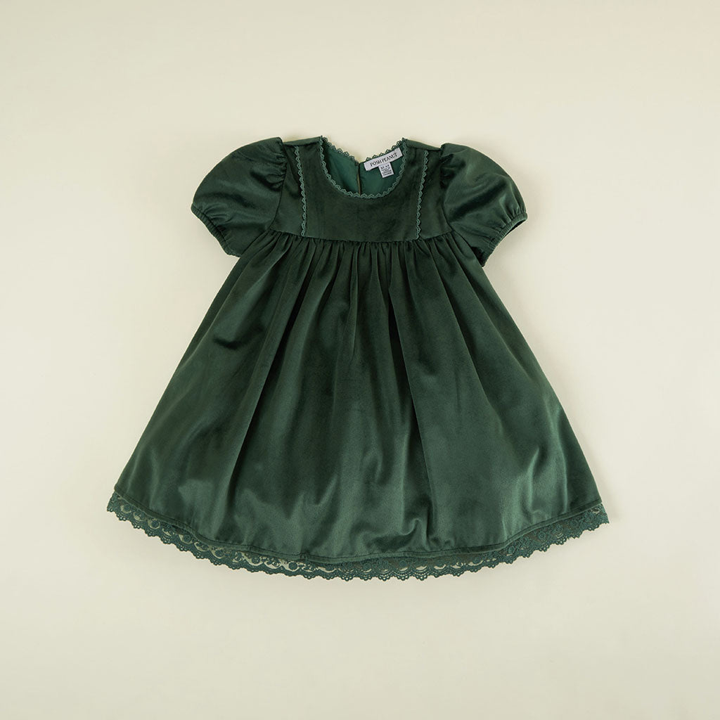 Evergreen Velveteen Babydoll Petticoat Dress
