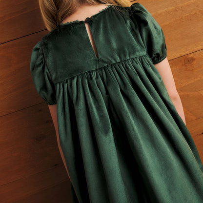 Evergreen Velveteen Babydoll Petticoat Dress