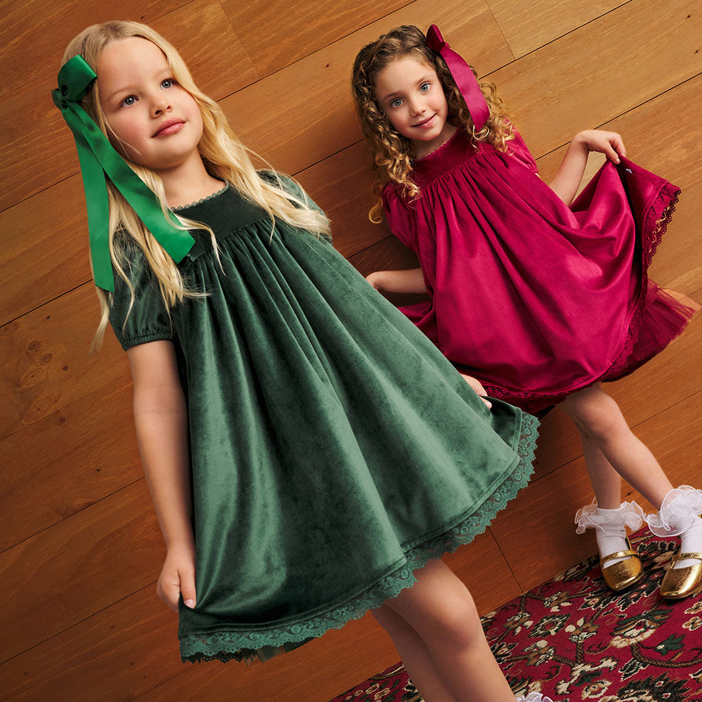 Evergreen Velveteen Babydoll Petticoat Dress