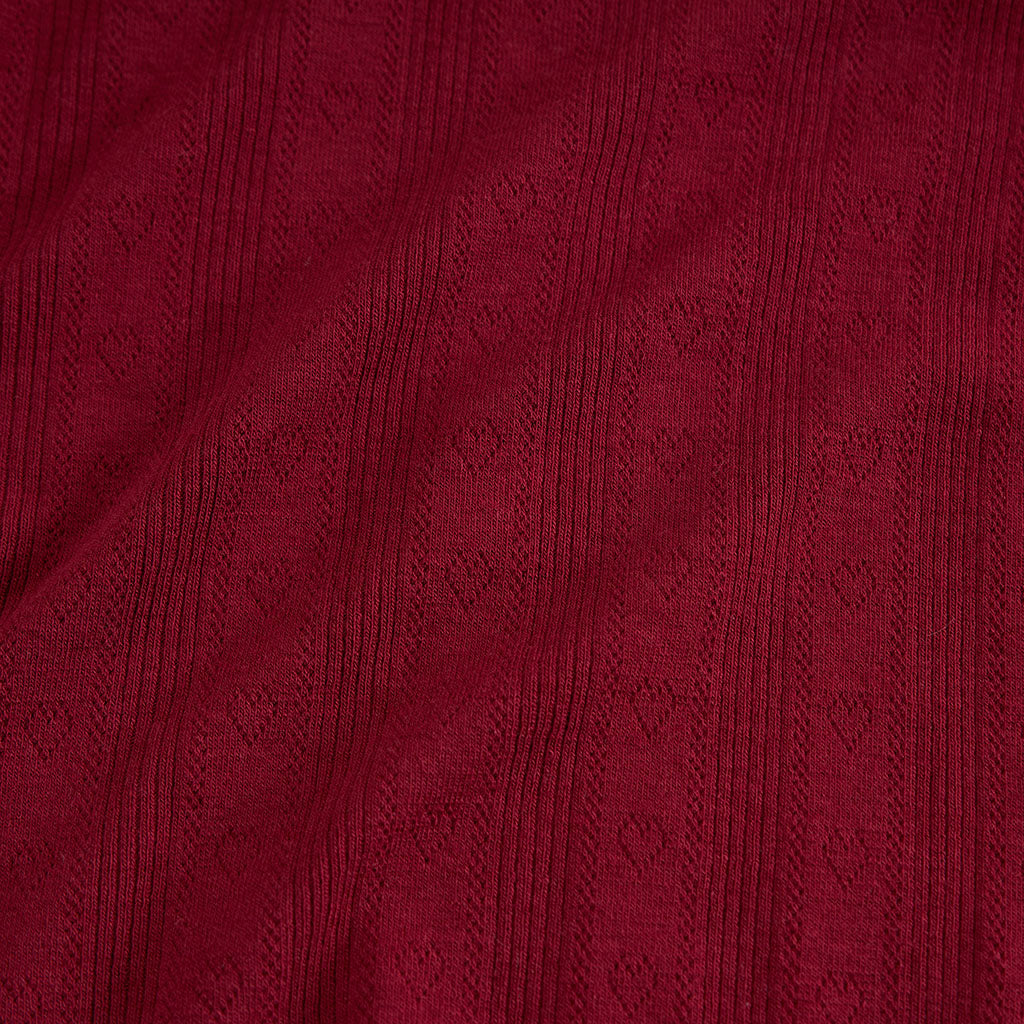 Burgundy Pointelle Lettuce Edge Bodysuit