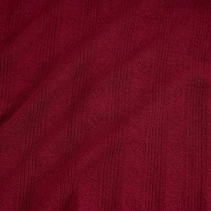Burgundy Pointelle Lettuce Edge Shirt