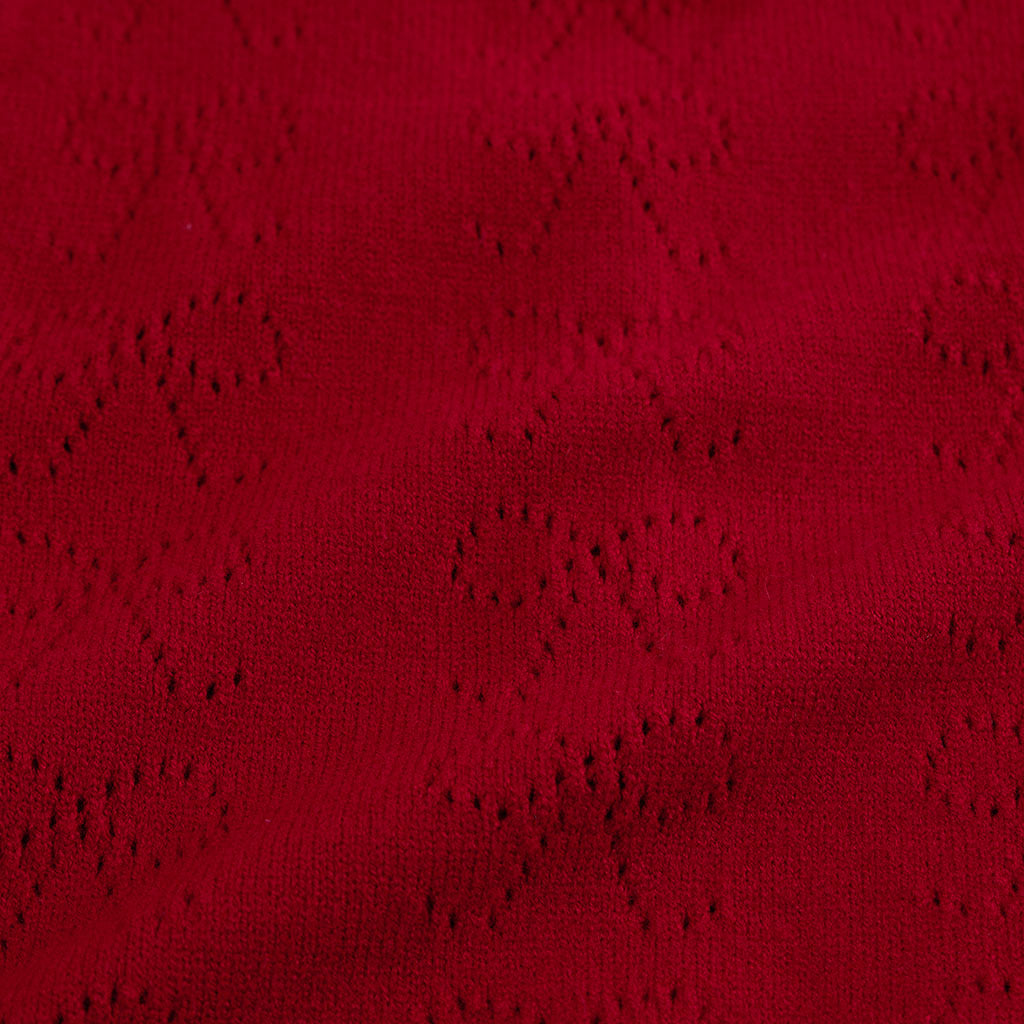 Crimson Red Pointelle Sweater Polo