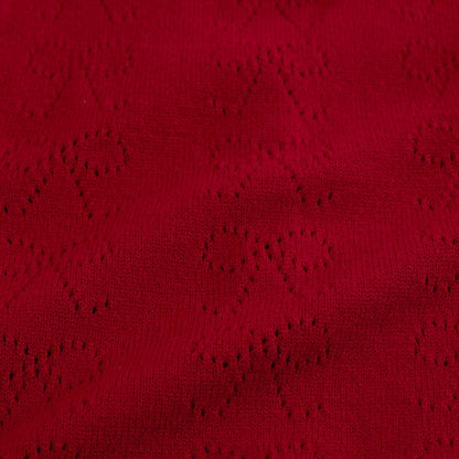 Crimson Red Pointelle Sweater Polo