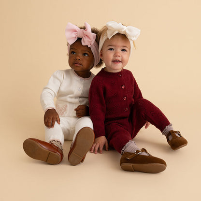 Burgundy Pointelle Cardigan Legging Set