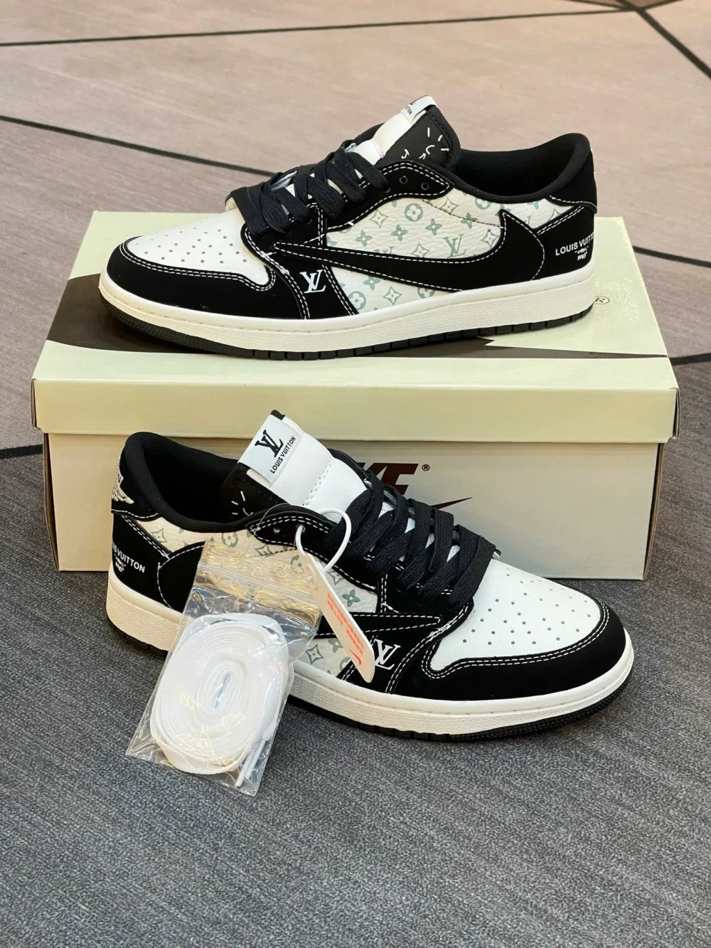 Louis Vuitton x Nike Air Jordan 1 Low Panda Monogram (Custom)