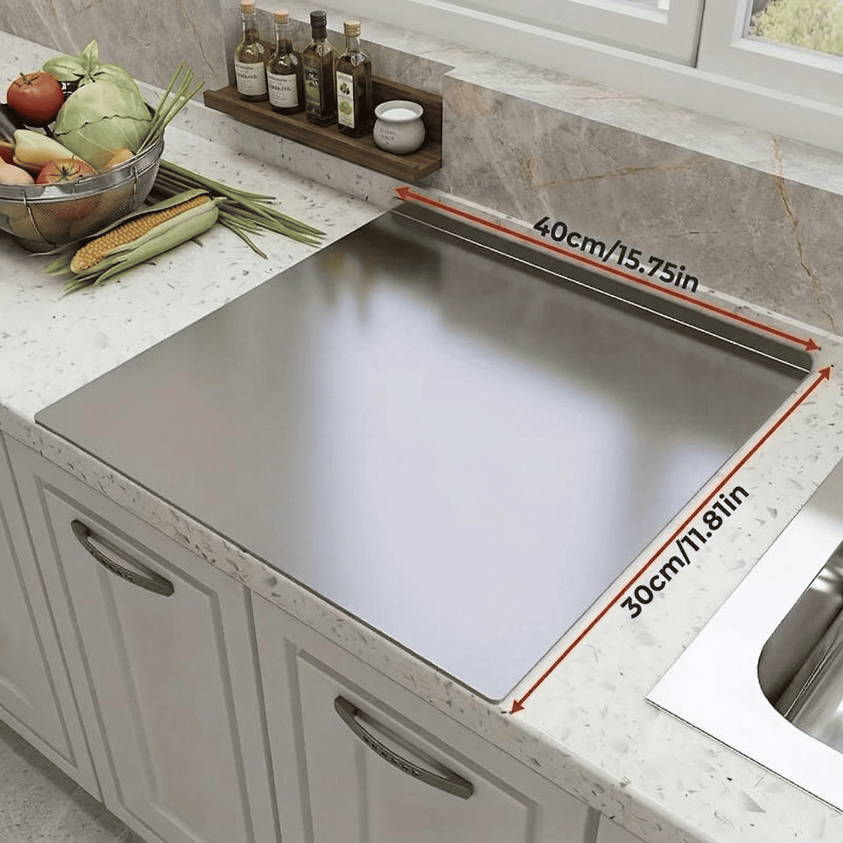 （1200g）Stainless Steel Multi-Purpose Board for Cooking & Baking