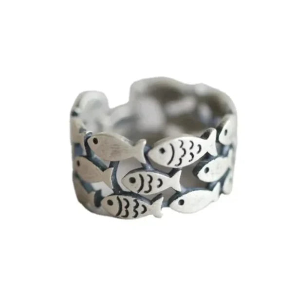 Silver School of Fish Ring