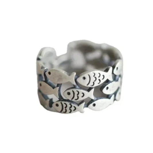 Silver School of Fish Ring