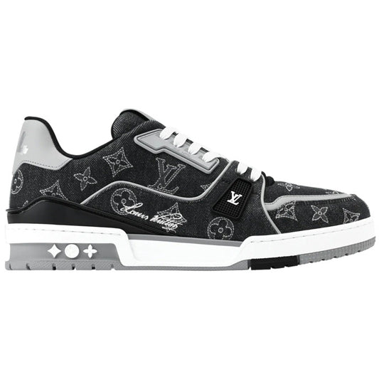 Louis Vuitton Denim & Calf Leather Black Trainer Sneakers