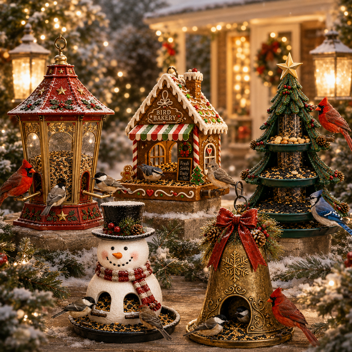 🎄 Christmas Bird Feeder Collection – Festive Garden Décor for Bird Lovers