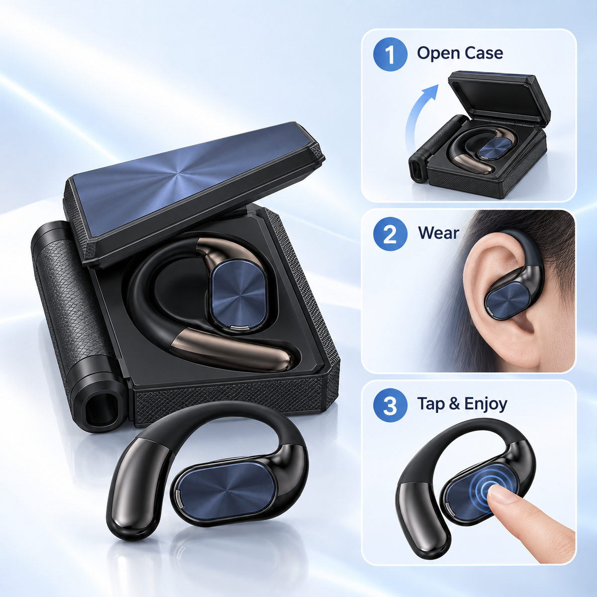 🎧 Open-Ear Wireless Ear-Hook Headphones with Bluetooth 6.0 & Hi-Fi Sound ⚡🎶
