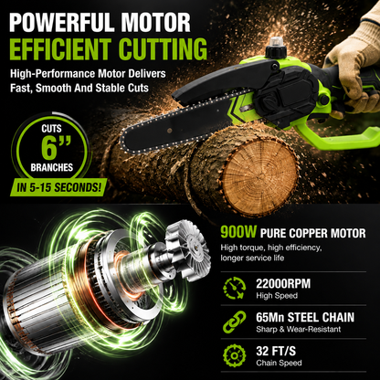 Mini Chainsaw 🔋 8-Inch Portable Electric Chainsaw for Tree Trimming