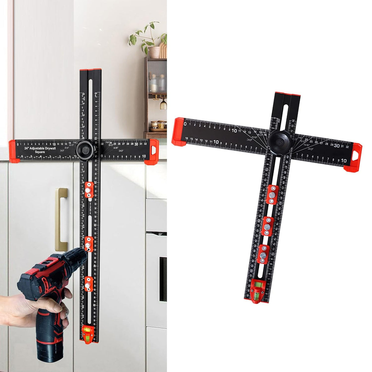 Adjustable 2 in 1 Drilling Positioning Ruler