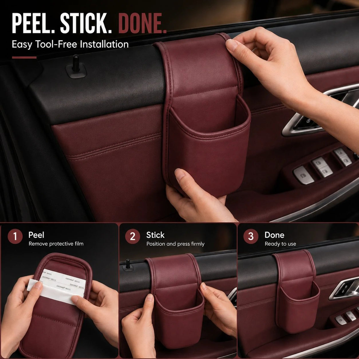 ⚡50% OFF⚡-Leather Car Door Storage Pocket | Double-Layer Car Door Organizer