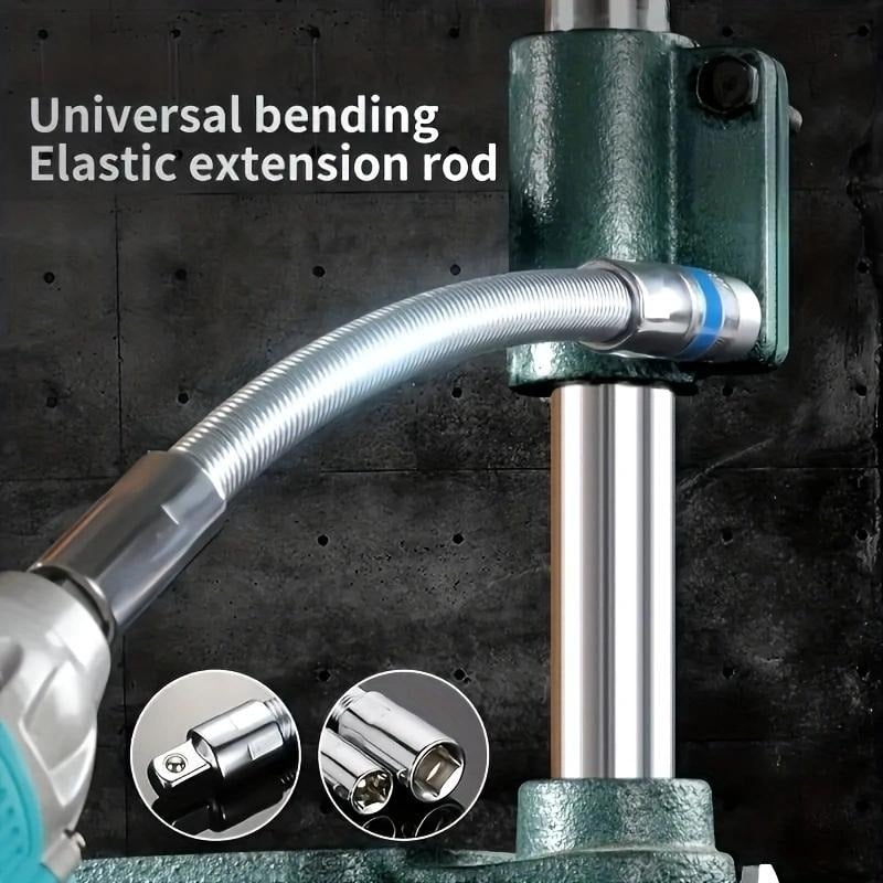 2026 Hot Sale💖1/2 Inch 35cm Socket Ratchet Wrench Set - 3 Bendable Shafts, Wrench Extender Tool, Connecting Rod
