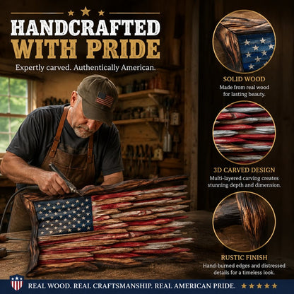 🎨🇺🇸 Handcrafted Wooden American Flag Wall Decor