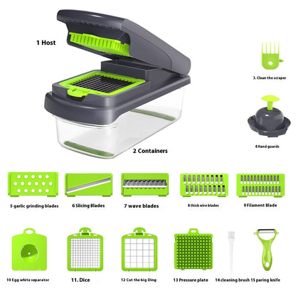 🔥Household Multi-function Vegetable Chopper Kitchen 15-in-one