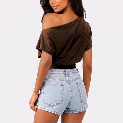 One Shoulder Casual Fashion Tee