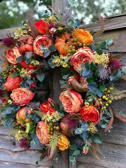 🍂 LAST DAY — 49% OFF FALL SALE! 💖 Handmade Fall Peony And Pumpkin Wreath - Year Round Wreath