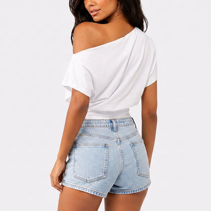 One Shoulder Casual Fashion Tee