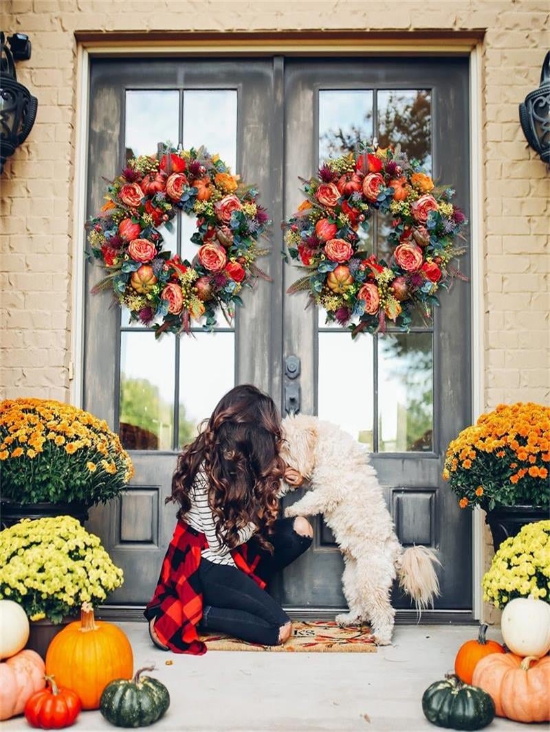 🍂 LAST DAY — 49% OFF FALL SALE! 💖 Handmade Fall Peony And Pumpkin Wreath - Year Round Wreath