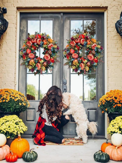 🍂 LAST DAY — 49% OFF FALL SALE! 💖 Handmade Fall Peony And Pumpkin Wreath - Year Round Wreath