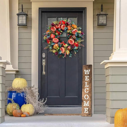 🍂 LAST DAY — 49% OFF FALL SALE! 💖 Handmade Fall Peony And Pumpkin Wreath - Year Round Wreath