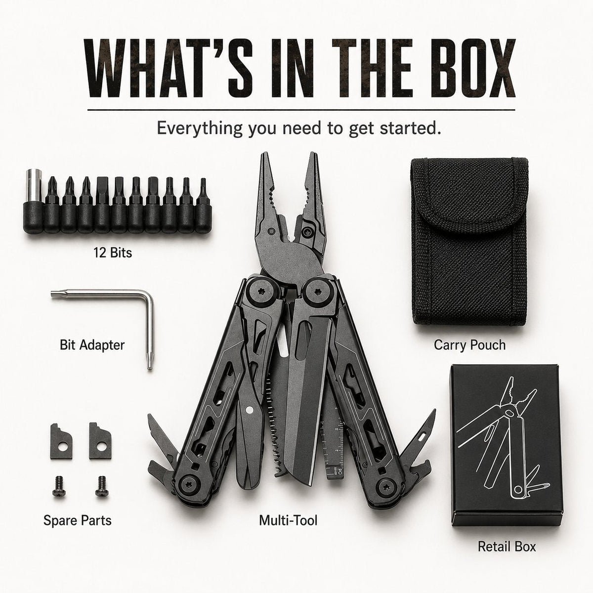 🏕️16‑in‑1 Multi‑Tool Pliers with Full‑Size Folding Scissors
