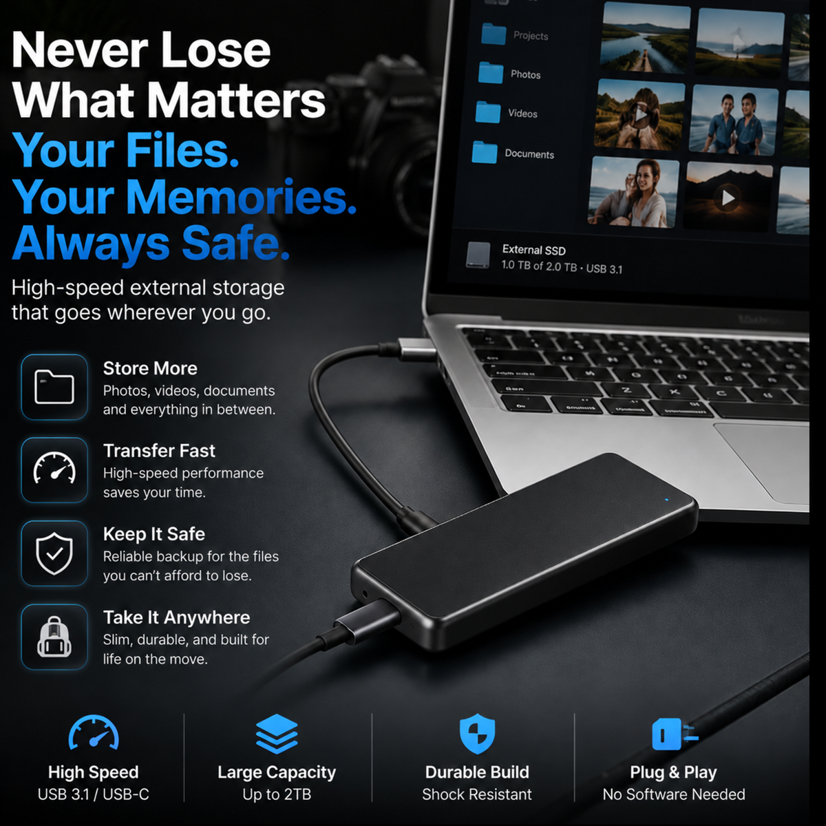 ⚡ LAST DAY 50% OFF – Portable External SSD for Photos & Videos