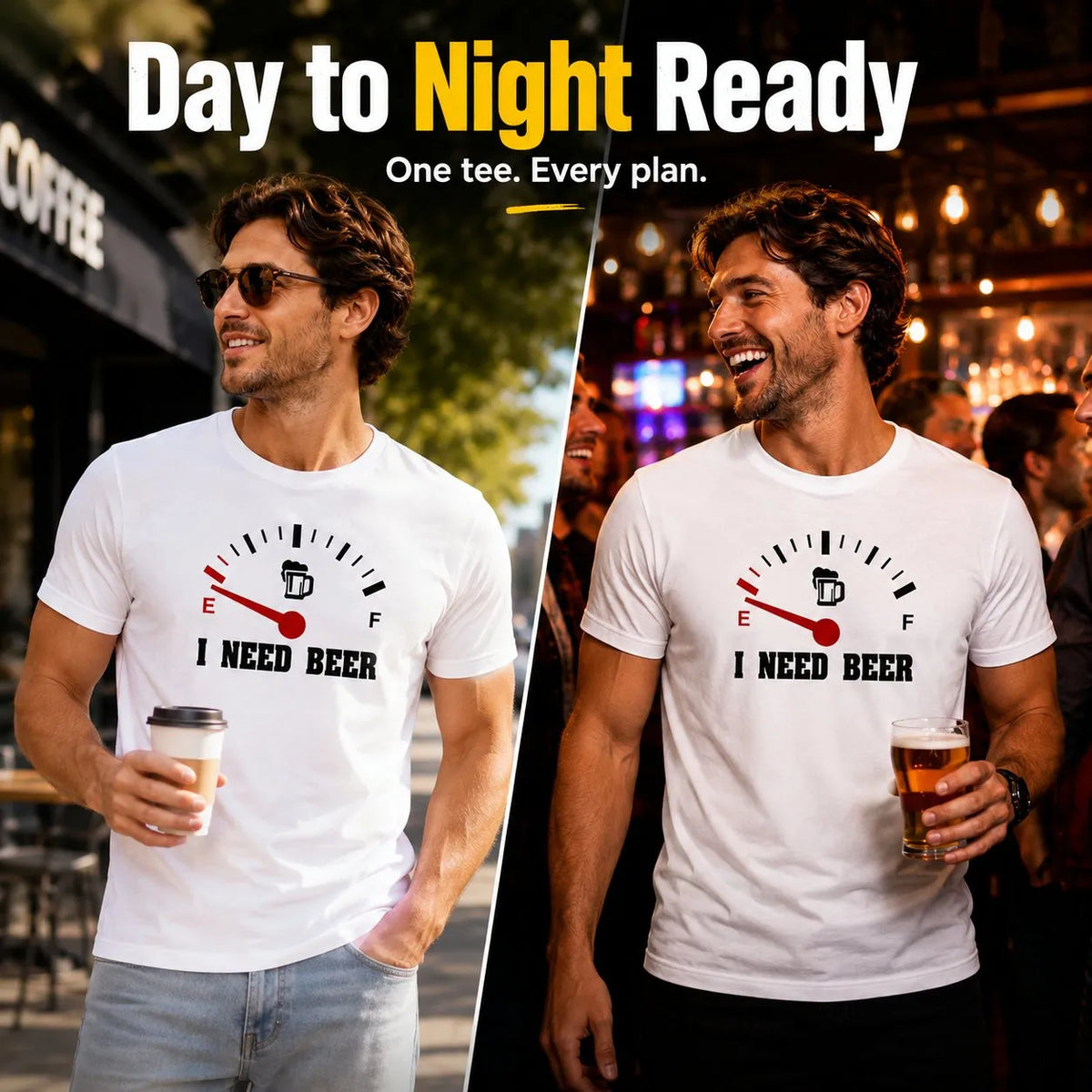 Funny men's T-shirt: "I Need Beer" – a special choice for beer lovers