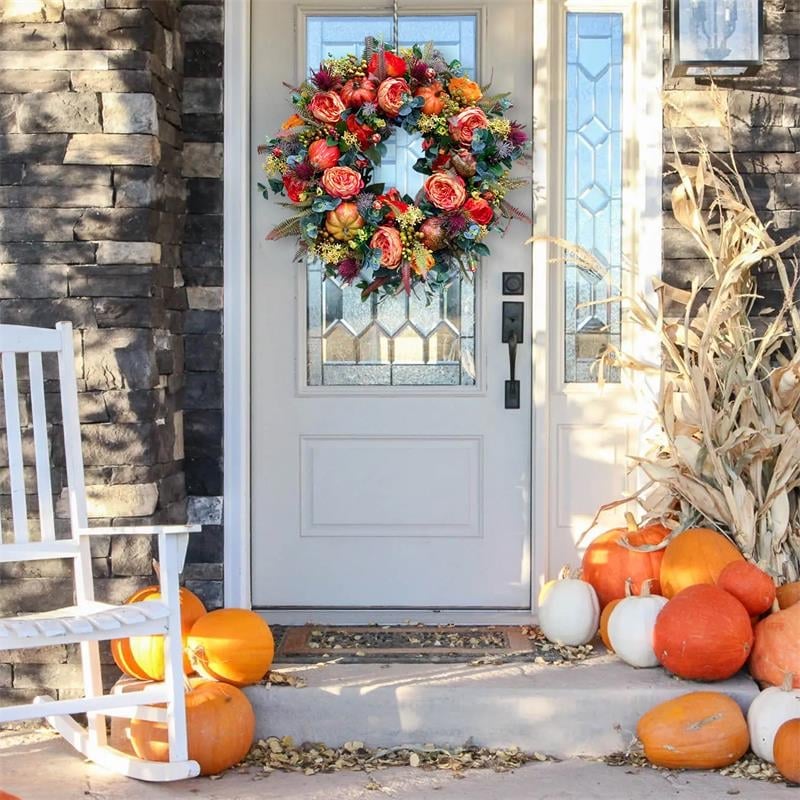 🍂 LAST DAY — 49% OFF FALL SALE! 💖 Handmade Fall Peony And Pumpkin Wreath - Year Round Wreath
