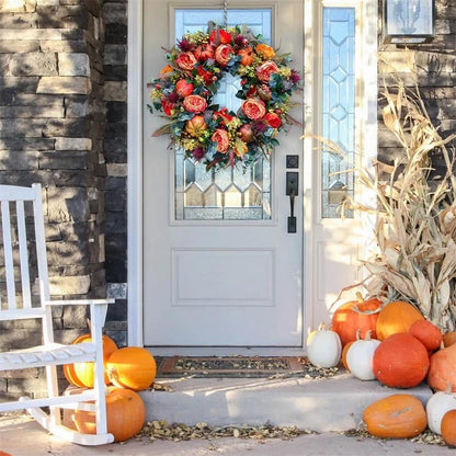 🍂 LAST DAY — 49% OFF FALL SALE! 💖 Handmade Fall Peony And Pumpkin Wreath - Year Round Wreath