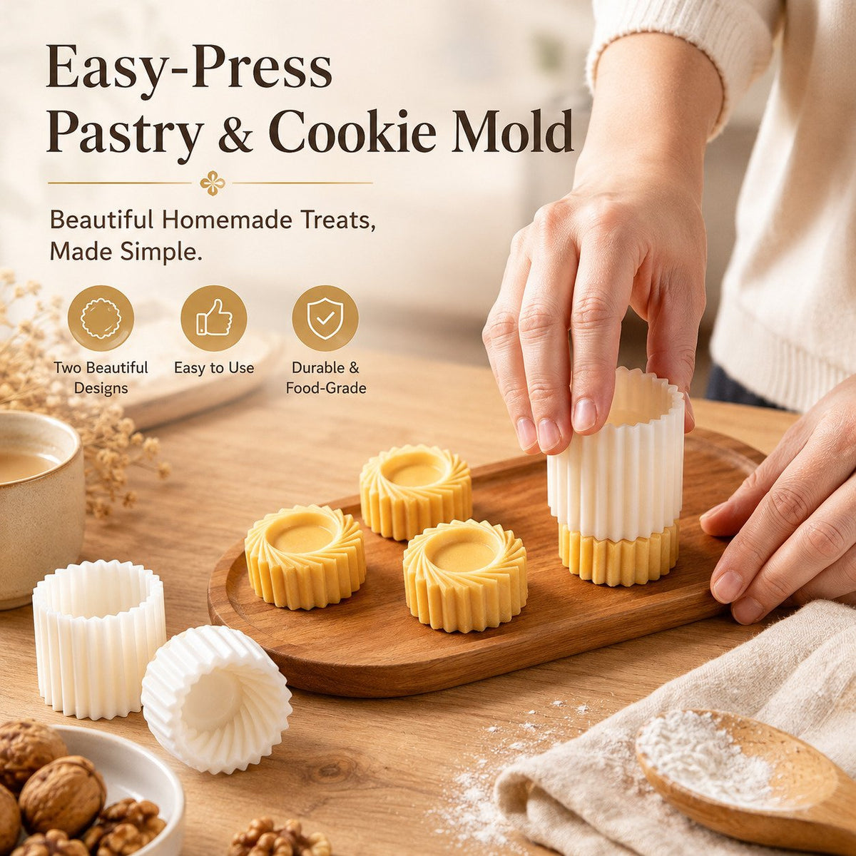 🍪✨ Easy-Press Pastry & Cookie Mold – Perfect Shapes in Seconds