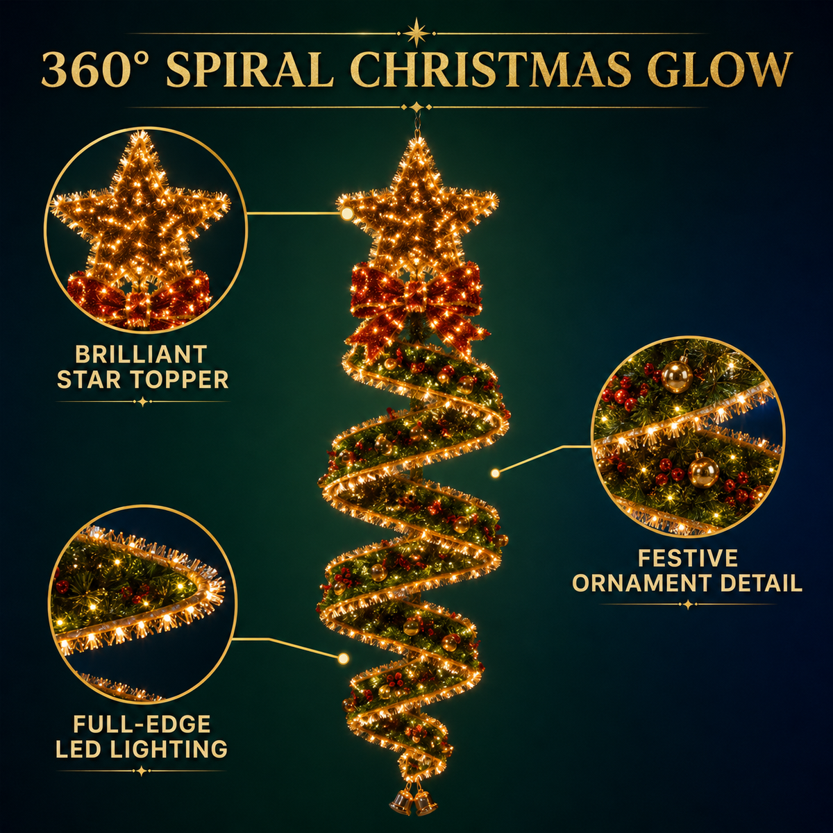 🏡🎄Last day for 50% off🎄Christmas Magic Spiral Hanging LED Light Collection (Copy)