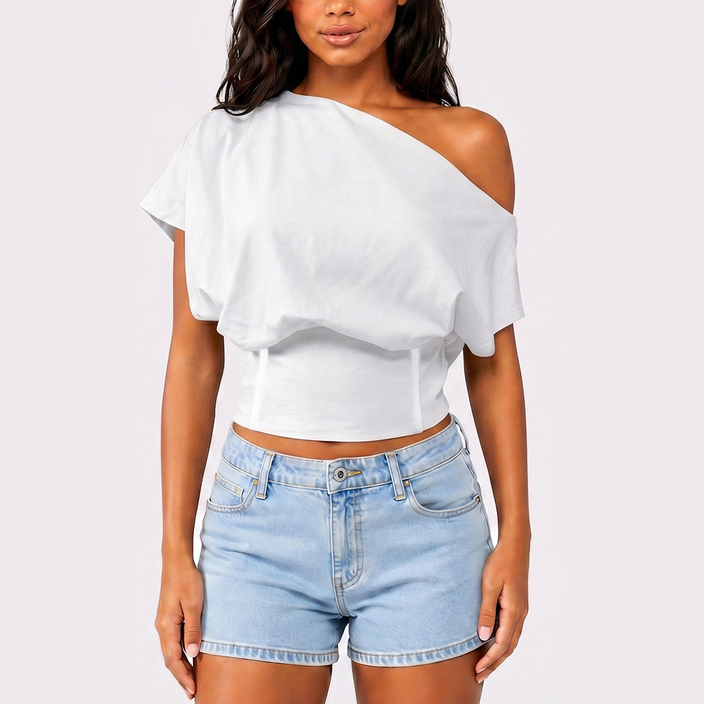 One Shoulder Casual Fashion Tee