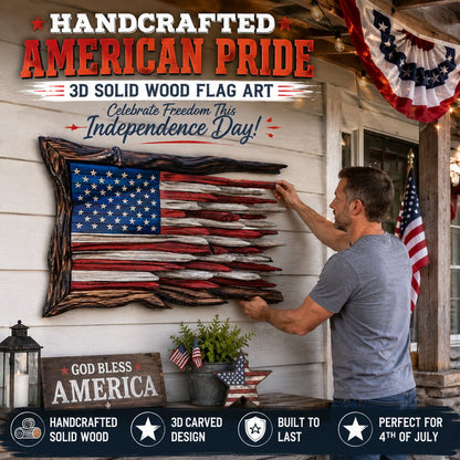 🎨🇺🇸 Handcrafted Wooden American Flag Wall Decor