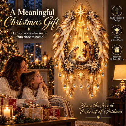 👼 3D Heavenly Angel Wings Nativity Light✨ – Lighted Christmas Wall Decor  ✈️