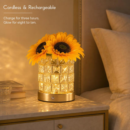 🌻 Rechargeable Sunflower Crystal-Style Table Lamp