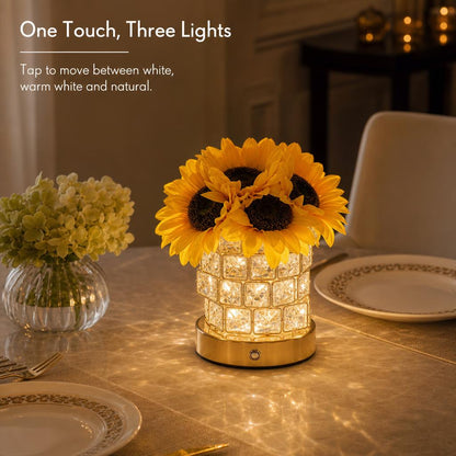 🌻 Rechargeable Sunflower Crystal-Style Table Lamp