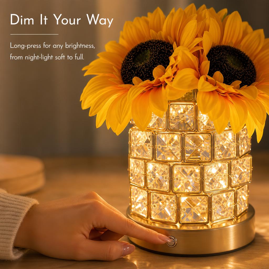 🌻 Rechargeable Sunflower Crystal-Style Table Lamp