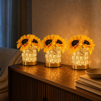 🌻 Rechargeable Sunflower Crystal-Style Table Lamp