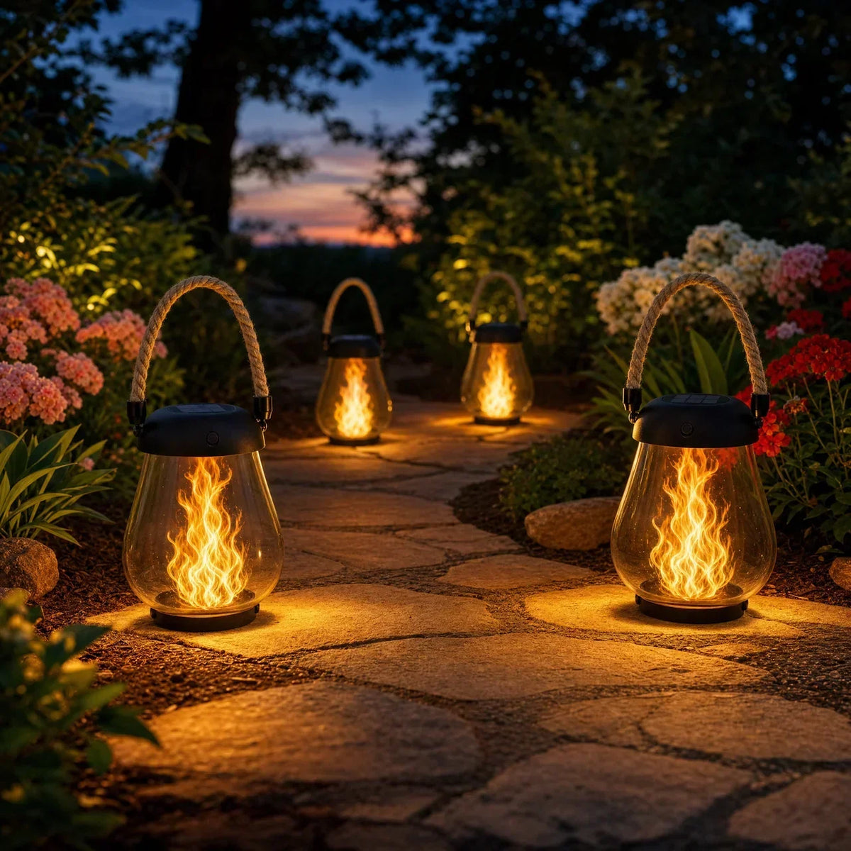 New Arrival - Retro Flame Lantern✨ Transform Your Patio with Warm, Flickering Solar Flame Lanterns