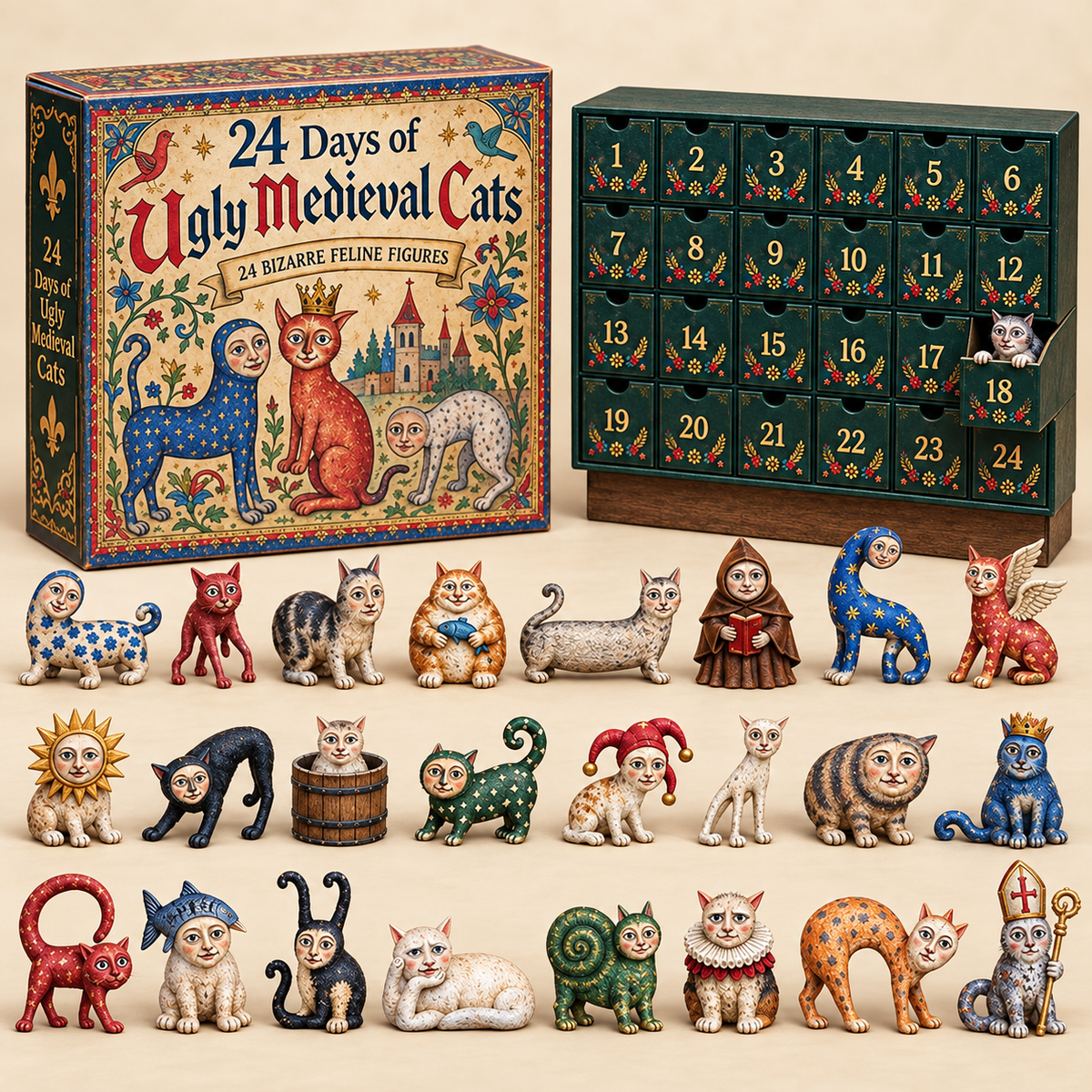 🐈🏰 24 Days of Ugly Medieval Cats – Hilariously Weird Cat Advent Calendar 2026