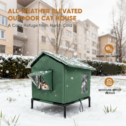 🐱 LIMITED-TIME 50% OFF!  All-Weather Elevated Outdoor Cat House – Waterproof, Thermal Lining, Foldable✨