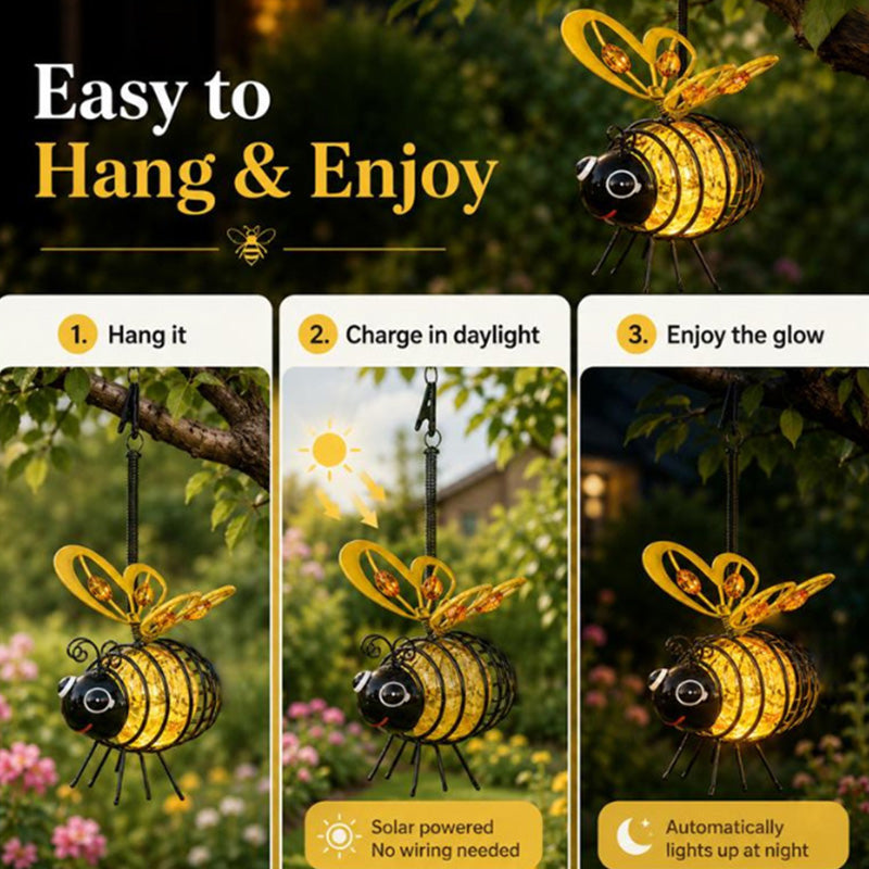 🐝Last Day 75% OFF🔥 Hanging Solar Bee Light – Warm Amber Glow, Flicker-Free, Perfect for Garden Parties, Camping, or Kids’ Rooms – Spread Joy Day and Night 🌞🌜