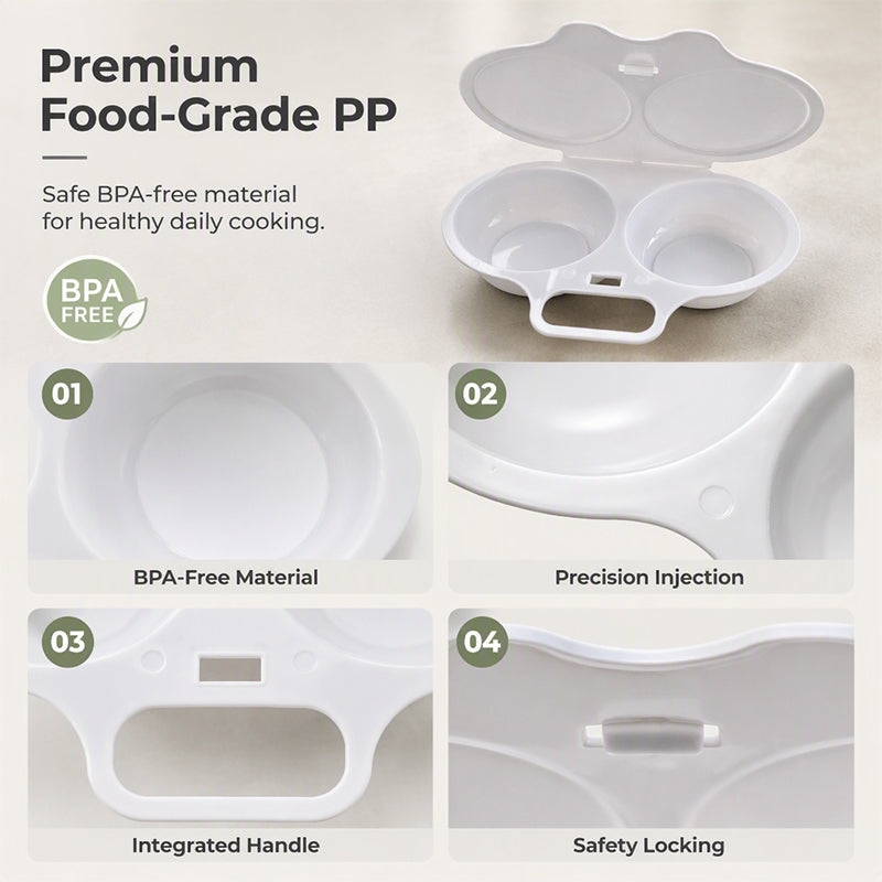 🥳2026 HOT SALE🥳💞50K+ SOLD! 🥗🎁 50% OFF! Microwave Egg Poacher——Dual‑cavity, non‑stick & easy clean. Healthier than frying – stock up & save! 🏠✅✨