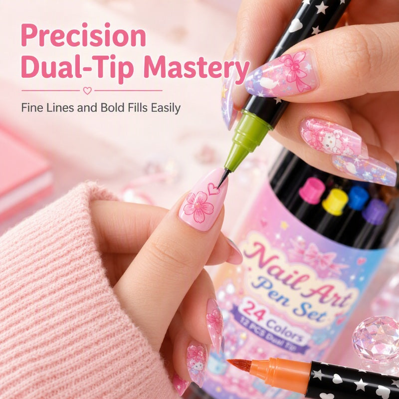 💥 LIMITED‑TIME 50% OFF! 💅 24 Colors Dual Ended Nail Art Pens Set – Creative, Salon‑Quality, Easy DIY ✨