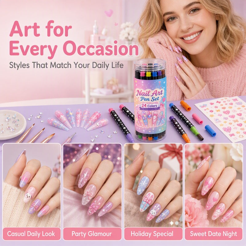 💥 LIMITED‑TIME 50% OFF! 💅 24 Colors Dual Ended Nail Art Pens Set – Creative, Salon‑Quality, Easy DIY ✨