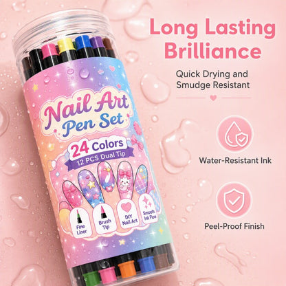 💥 LIMITED‑TIME 50% OFF! 💅 24 Colors Dual Ended Nail Art Pens Set – Creative, Salon‑Quality, Easy DIY ✨